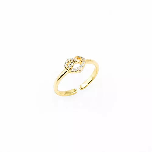 Anillo talla expandible en rodio crossed heart