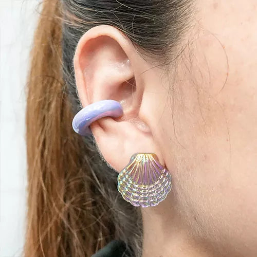 Par de topos translucent sea shell