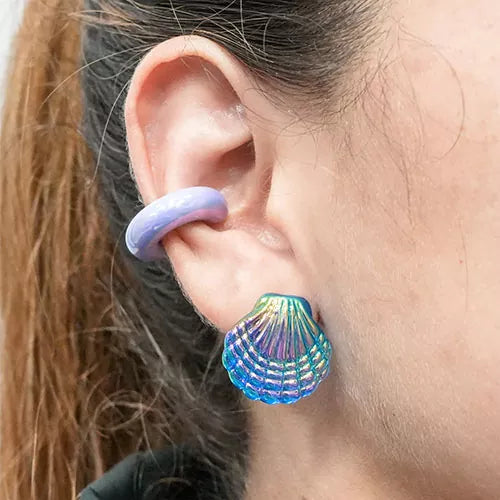 Par de topos translucent sea shell