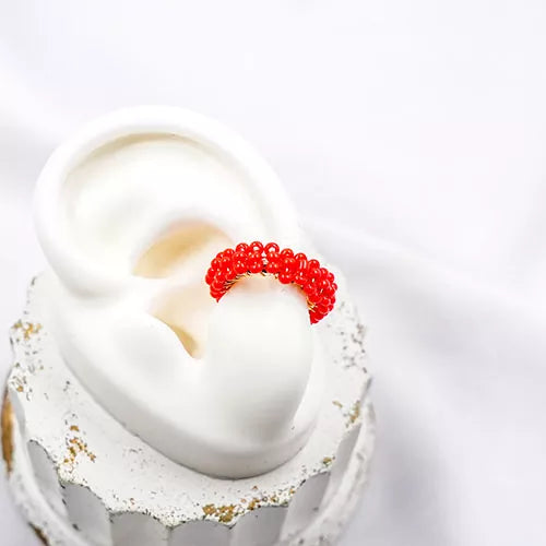 Ear cuff patrón de mostacilla (Con defecto sin garantía)