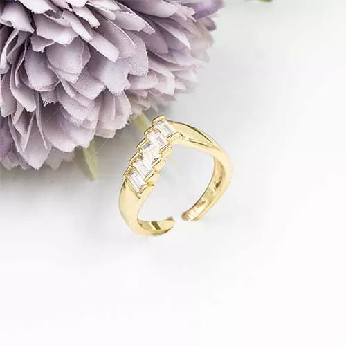 Anillo talla regulable square zircon staircase