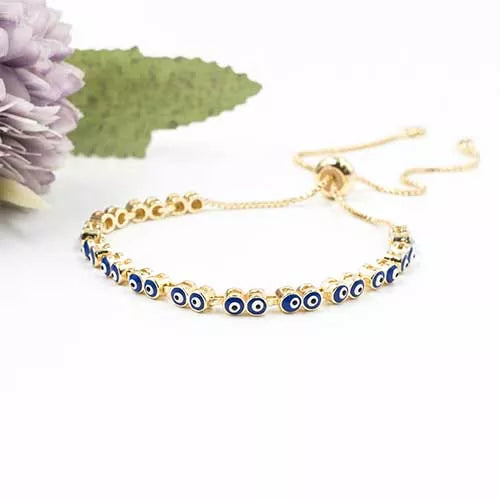 Pulsera en rodio with tuttis Turkish eyes