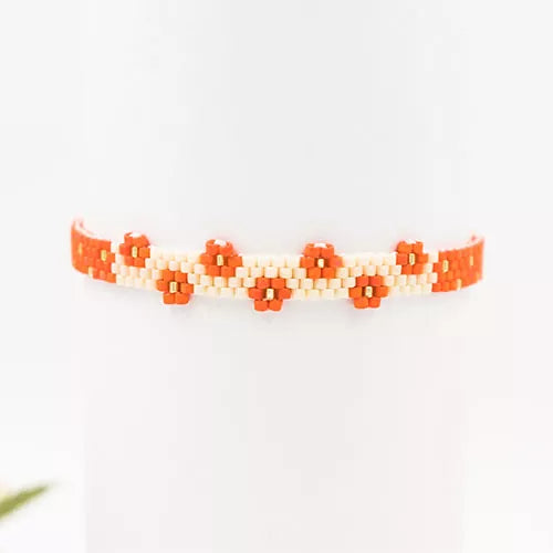 Pulsera Miyuki flores 3D