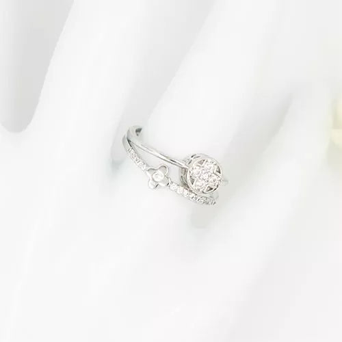 Anillo talla regulable circle of cross and flower