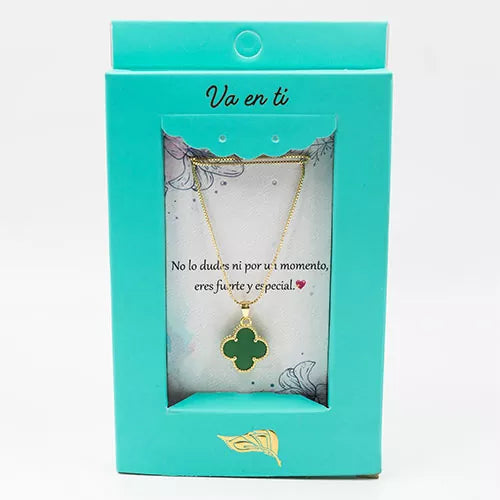 Collar en rodio single clover in two colors