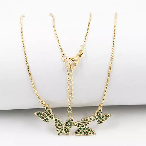 Cadena en rodio flight of colorful zirconia butterflies