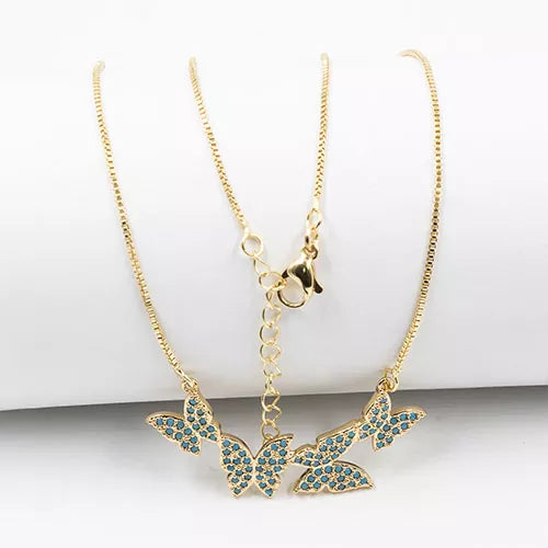 Cadena en rodio flight of colorful zirconia butterflies