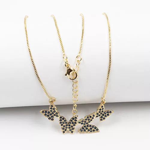 Cadena en rodio flight of colorful zirconia butterflies