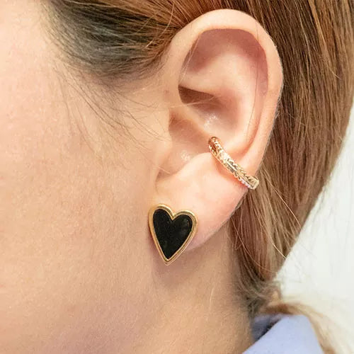 Par de topos en rodio painted heart