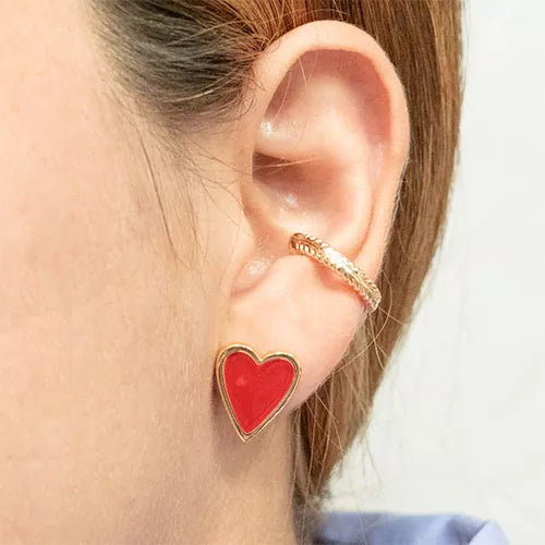 Par de topos en rodio painted heart