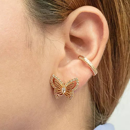 Par de topos crystal realistic butterfly