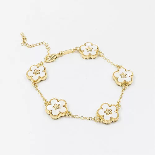 Pulsera en rodio colorful and golden clover