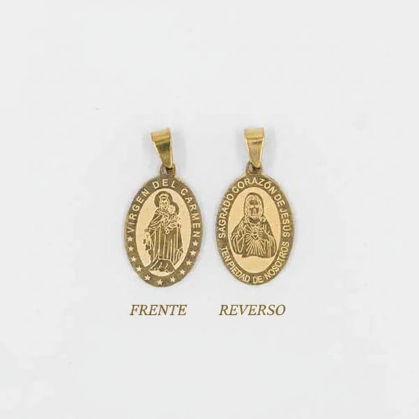 Dije en acero Virgen del Carmen y Sagrado Corazón 2cm