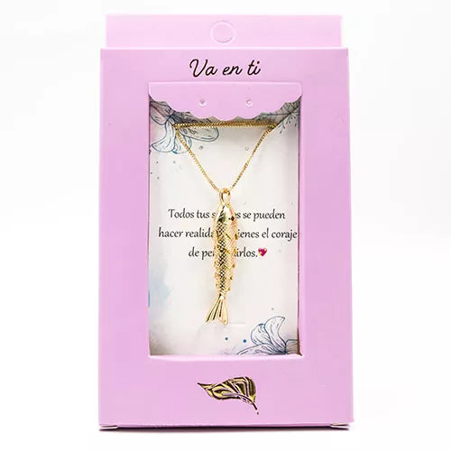 Collar en rodio jointed fish