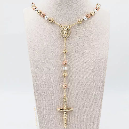 Camándula en rodio 3 oros