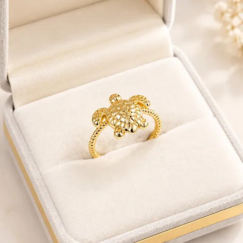 Anillo Tortuga Ajustable con Baño de Rodio