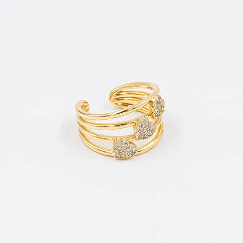 Anillo several lines of rising hearts