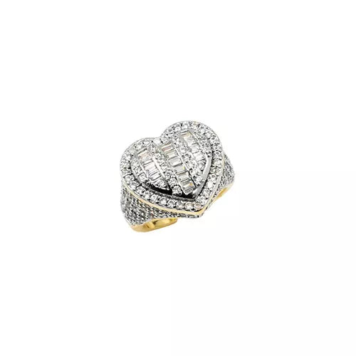 Anillo talla expandible en rodio big heart with silver zircons