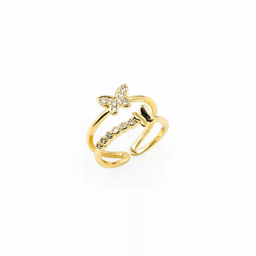 Anillo talla expandible en rodio butterfly lines
