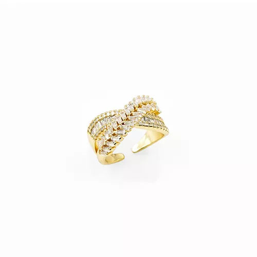 Anillo talla expandible en rodio crossing zircon cylinders