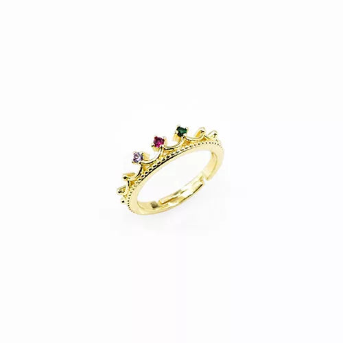 Anillo talla expandible en rodio crown with three-color zircons