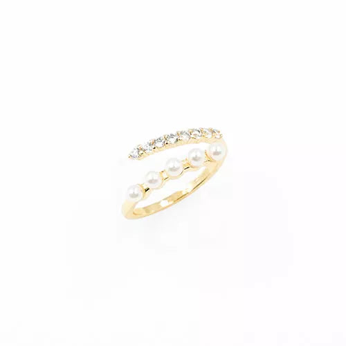 Anillo talla expandible en rodio five double strand pearls