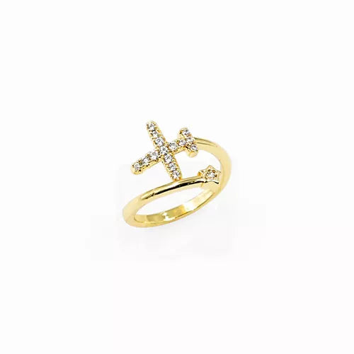 Anillo talla expandible en rodio plane turning around