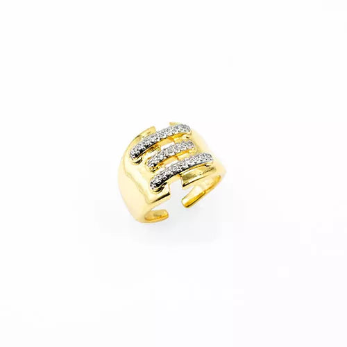 Anillo talla expandible en rodio sewn with zircons