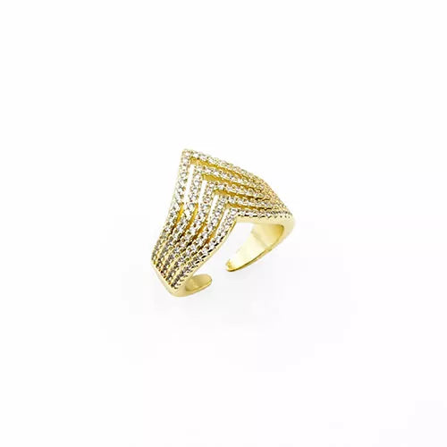 Anillo talla expandible en rodio zircon arrow