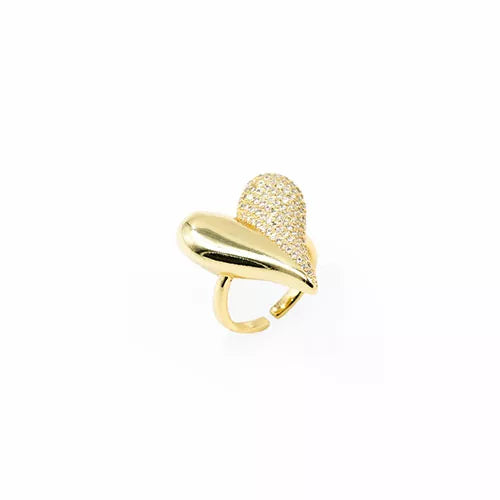 Anillo talla expandible half zircon heart
