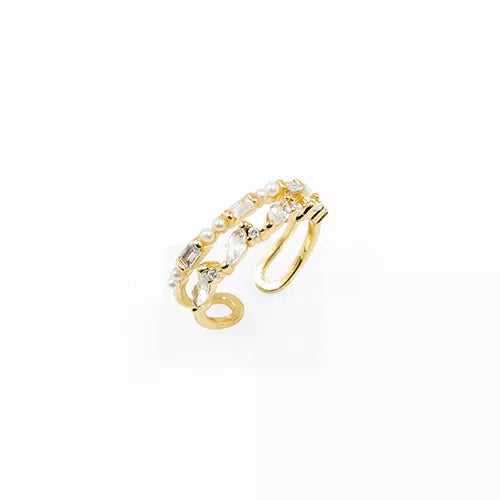 Anillo talla expandible pearls and diamonds