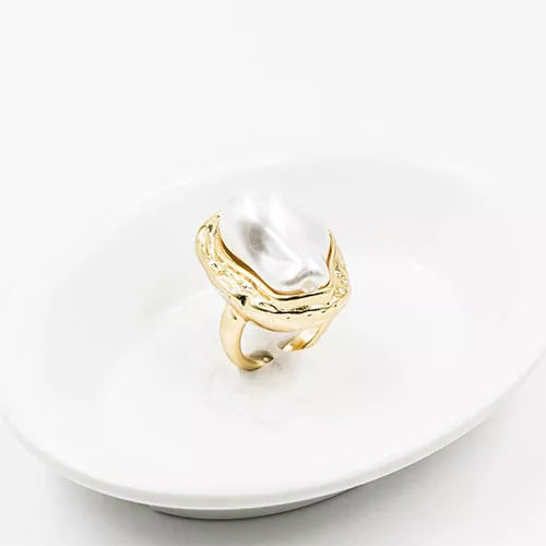 Anillo talla regulable Large irregular pearl