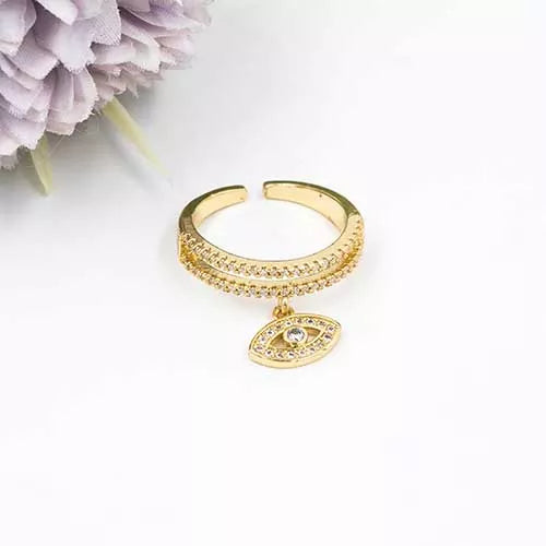 Anillo talla regulable Turkish evil eye with zircon pendant