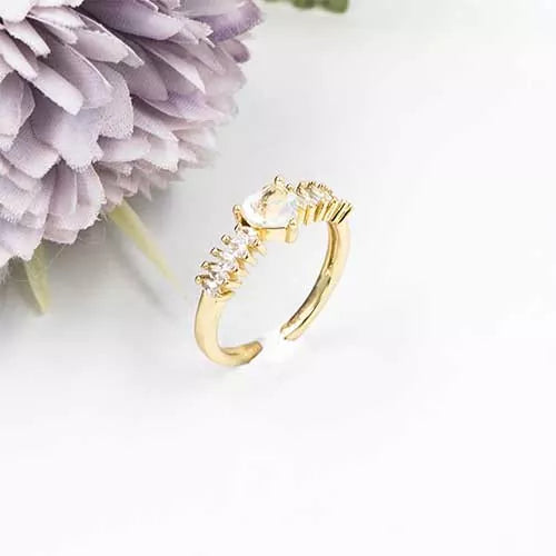 Anillo talla regulable central heart zirconia crown