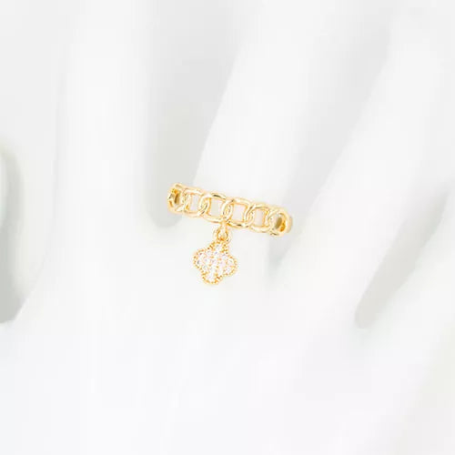Anillo talla regulable chain link and clover pendant