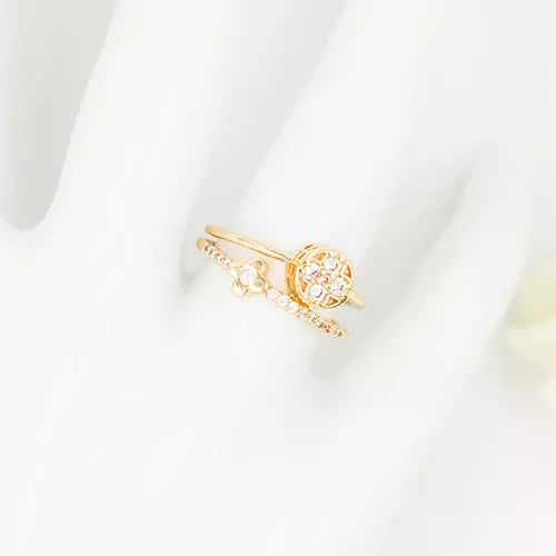Anillo talla regulable circle of cross and flower