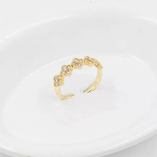 Anillo talla regulable clover-shaped zircon