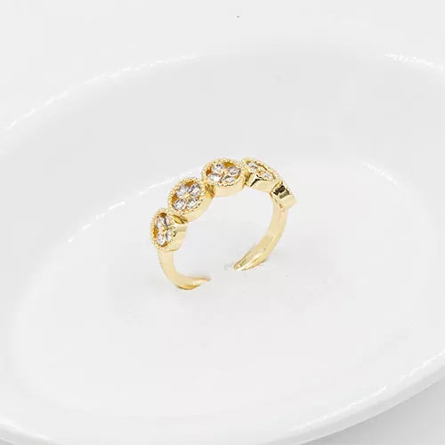 Anillo talla regulable clover in a circle with zircons