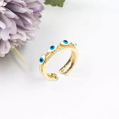 Anillo talla regulable eyes white blue iris