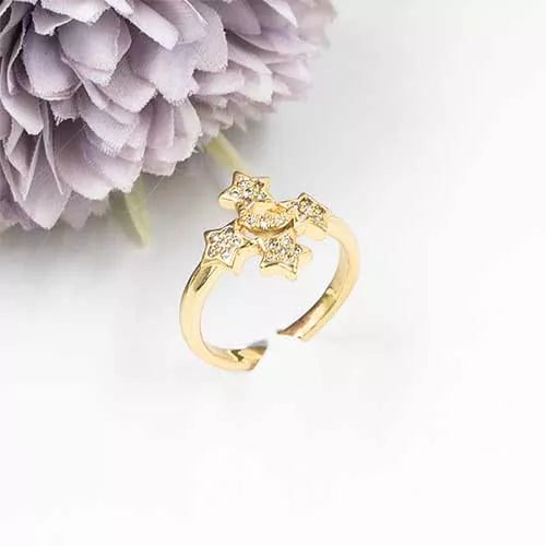 Anillo talla regulable four stars surrounding the moon