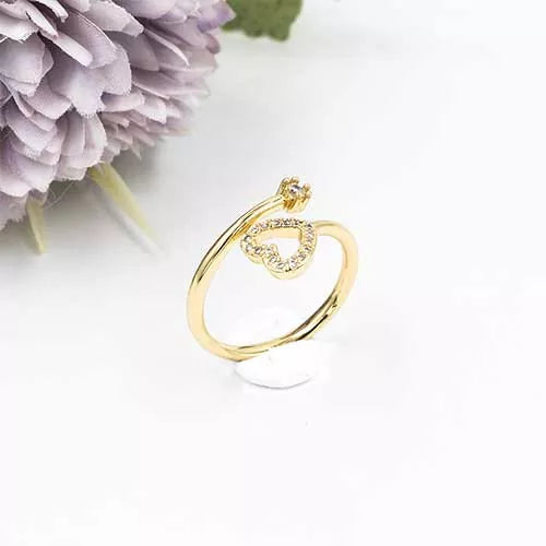 Anillo talla regulable hollow heart and square zircon