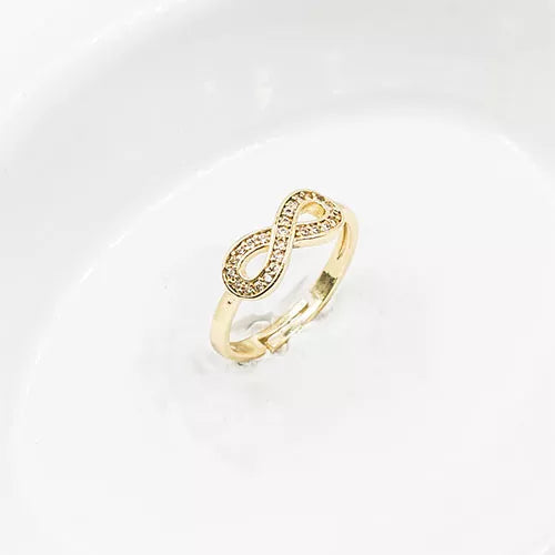 Anillo talla regulable infinity of zircons in gold