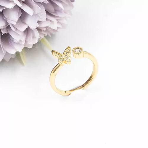 Anillo talla regulable small butterfly and a zircon