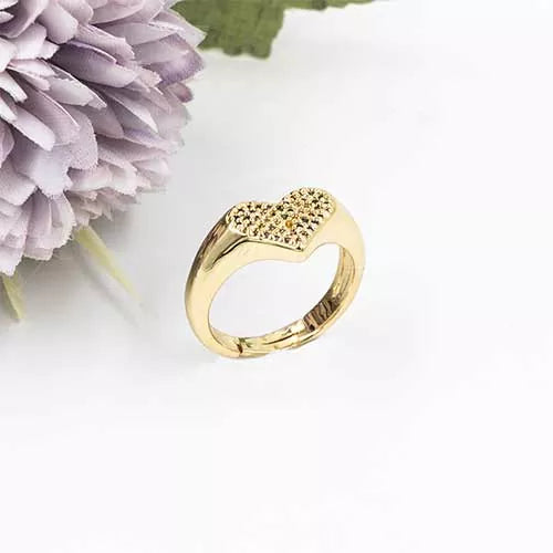 Anillo talla regulable small central heart with zircons