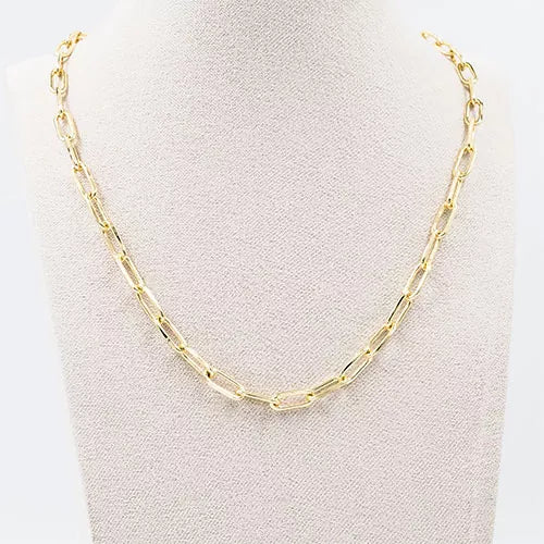 Cadena en rodio Elongated semicylinder link