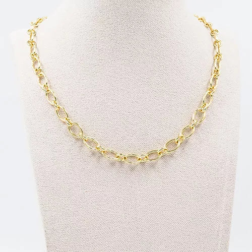 Cadena en rodio elongated semicircle pattern