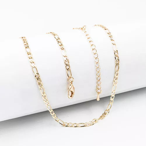 Cadena en rodio three-by-one link chain