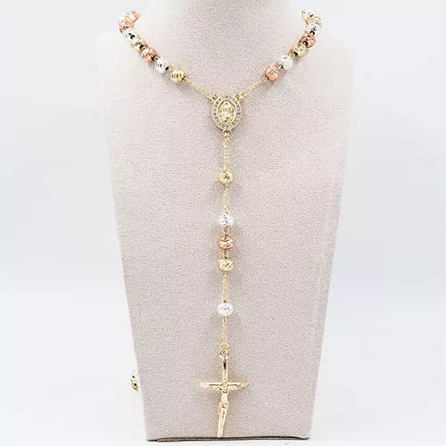 Camándula en rodio 3 oros