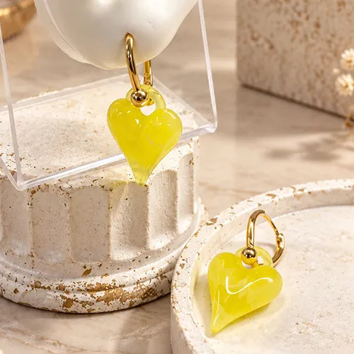 Par de Candongas Corazón Efecto Piedra