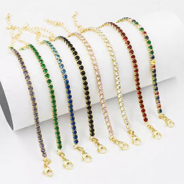 Pulsera en rodio colorful zircon pattern